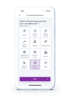 enhance intimacy button selected on Jointly, a cannabis wellness app