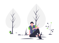 Person relaxing in the woods
