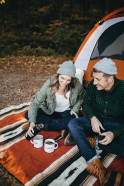 Couple camping together