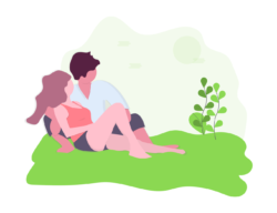cartoon of two people in love on park for cannabis and sex article